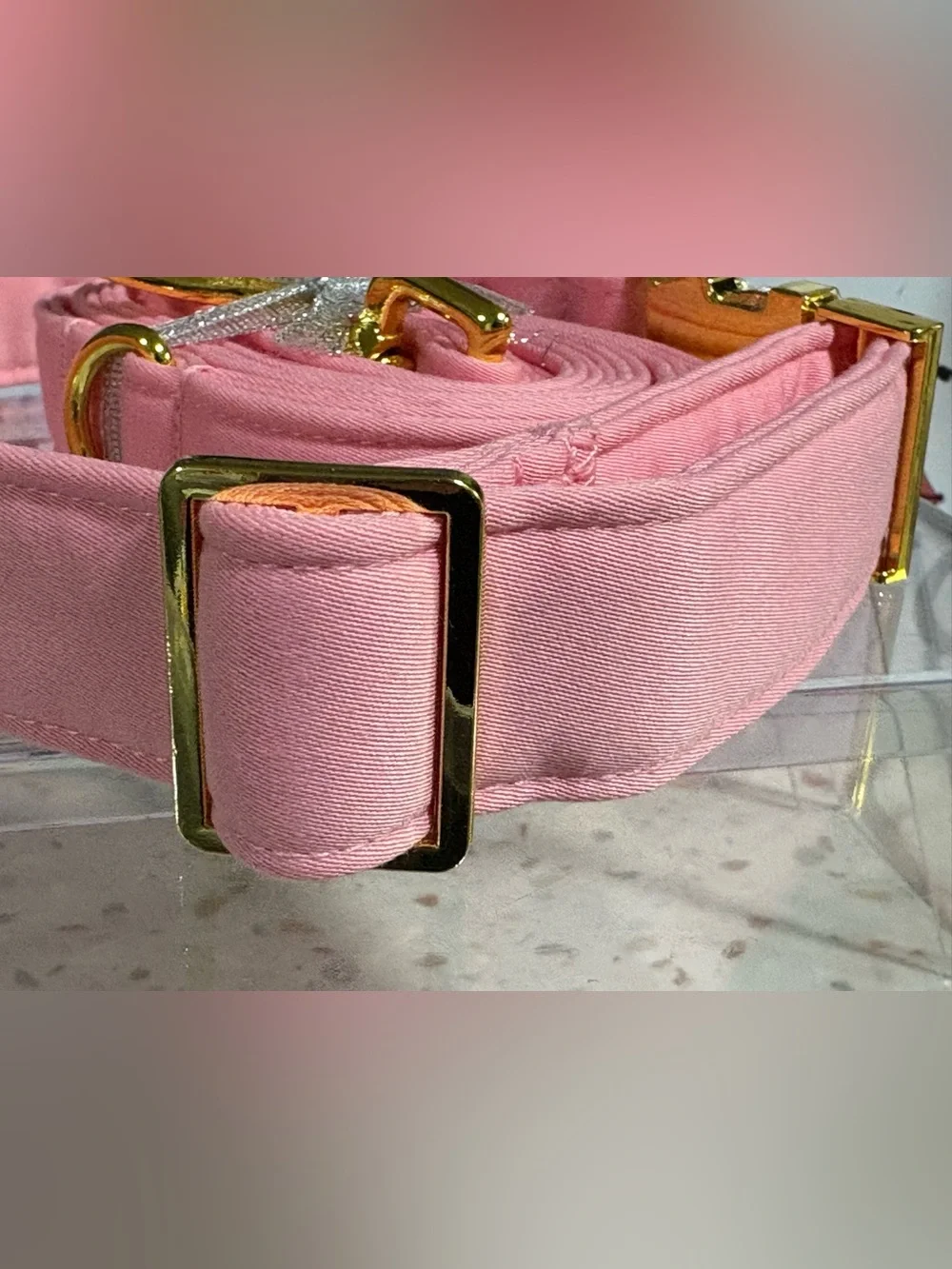 MACA BATES Dog Collar and Leash Set  Sakura Pink,Large 🆕